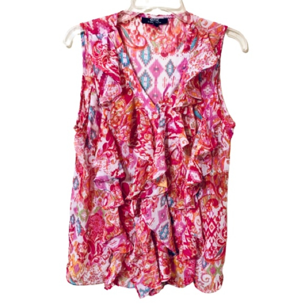Y2K Eric Signature Ruffled Blouse - Size 10